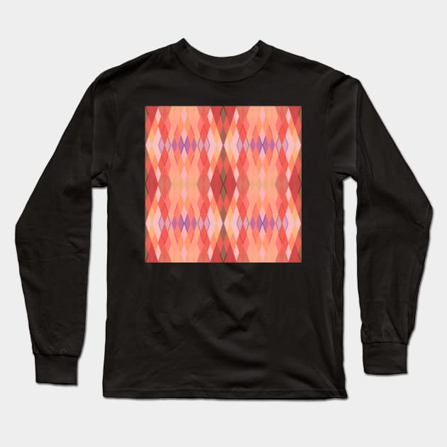 Peach Diamond Pattern Long Sleeve T-Shirt by StephersMc